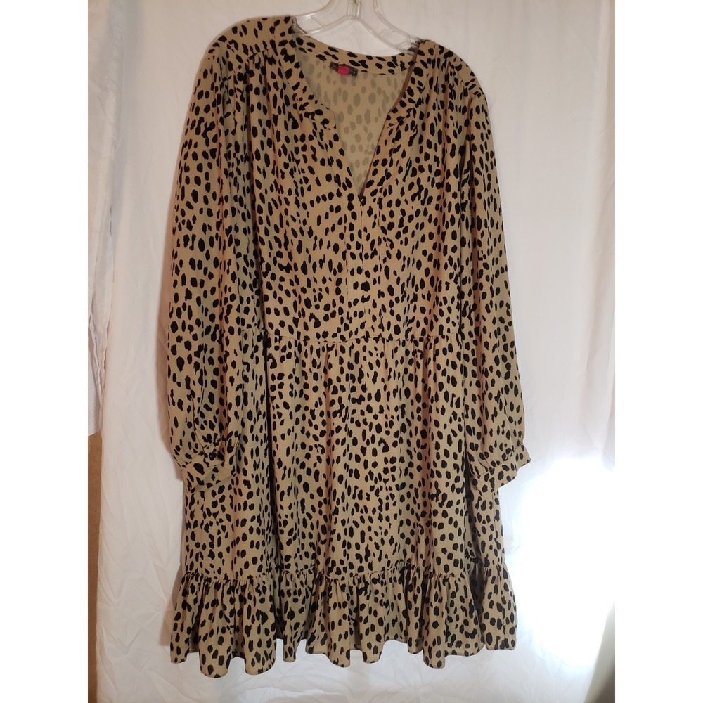 Women's Vince Camuto Beige Animal Print Long Sleeve Dress Size 3X